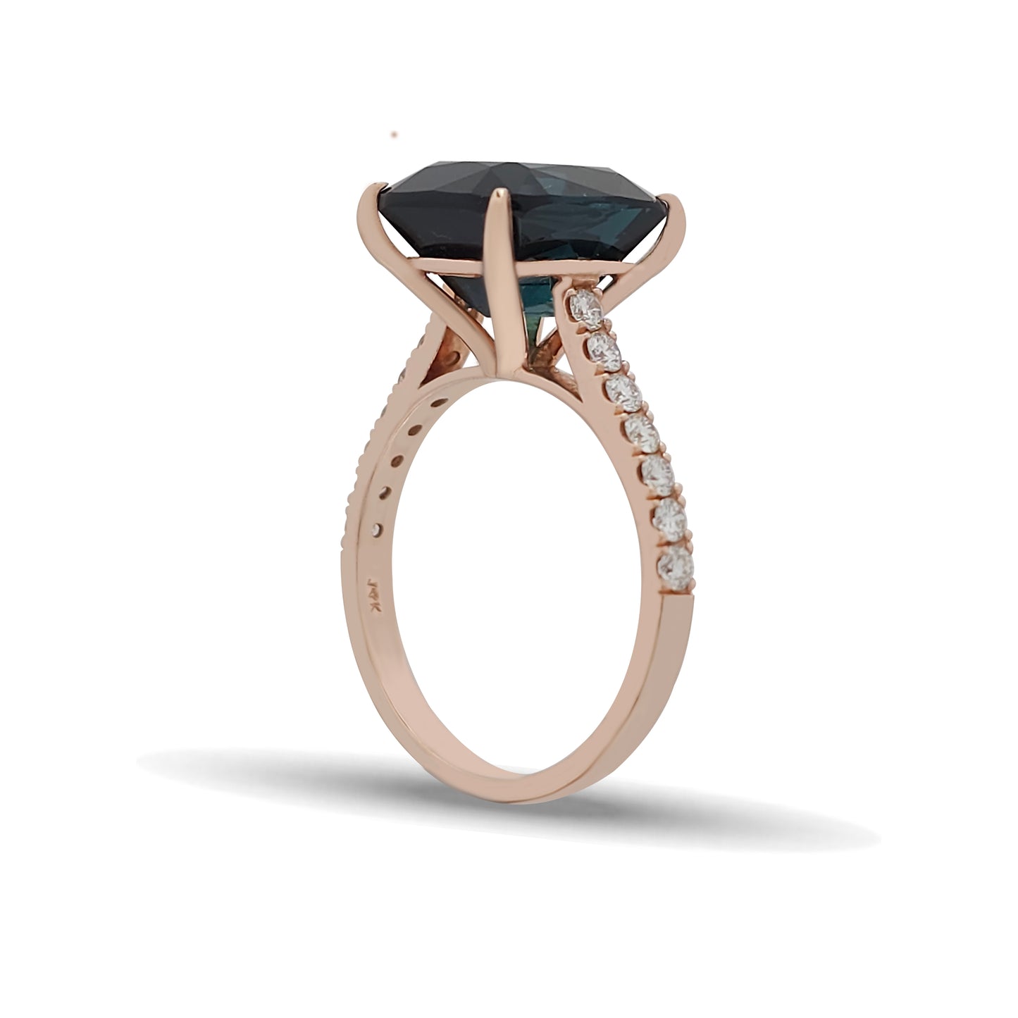 Indicolite Tourmaline Rose-Gold Ring