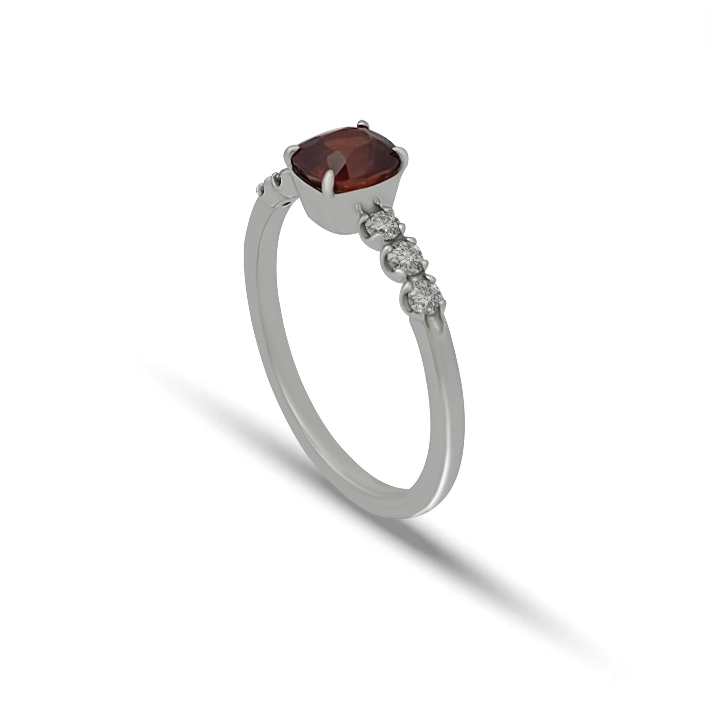 Red Garnet White-Gold Ring