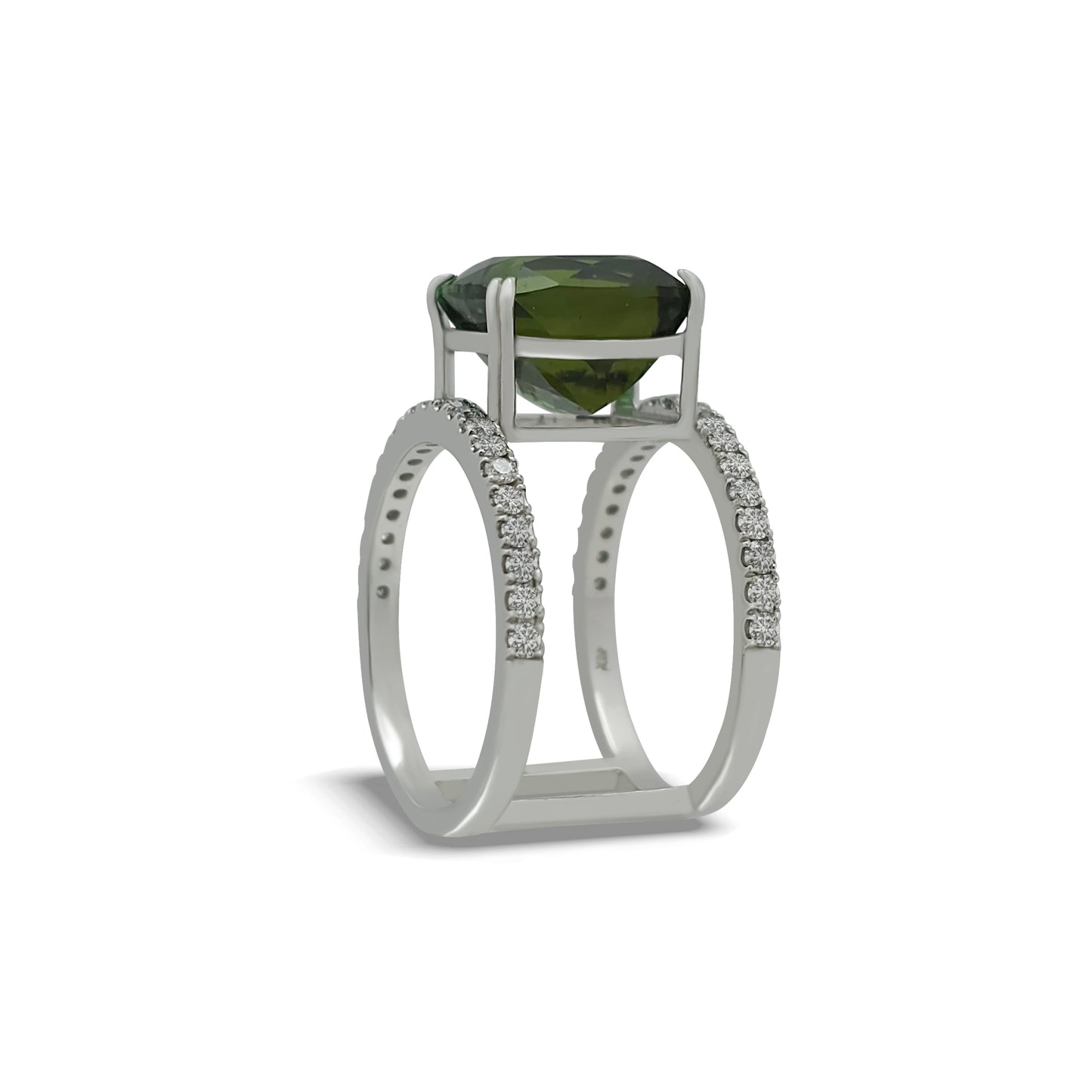 Green Tourmaline White-Gold Ring