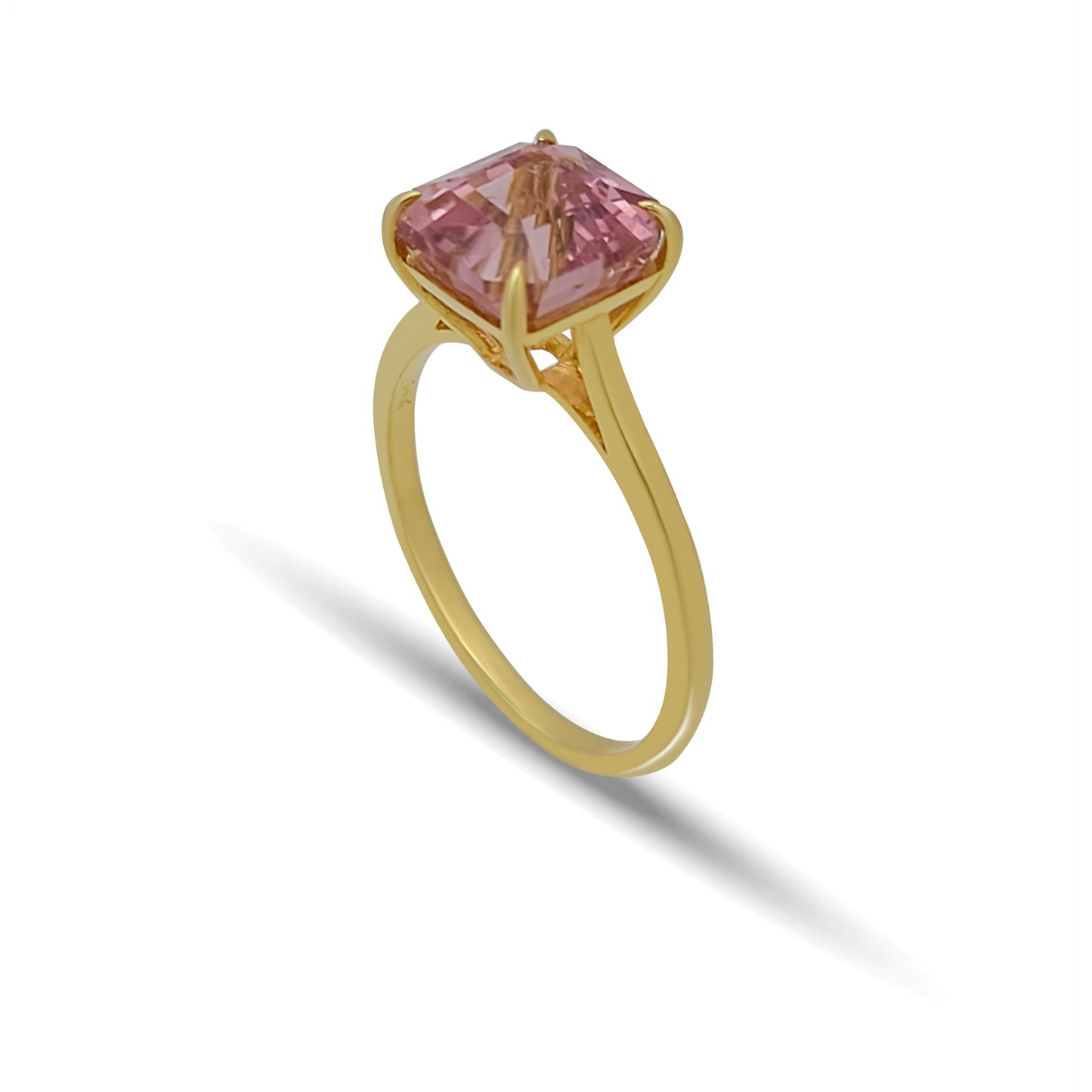 Pink Tourmaline Yellow-Gold Ring