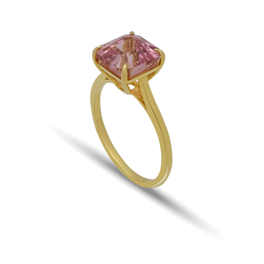 Pink Tourmaline Yellow-Gold Ring