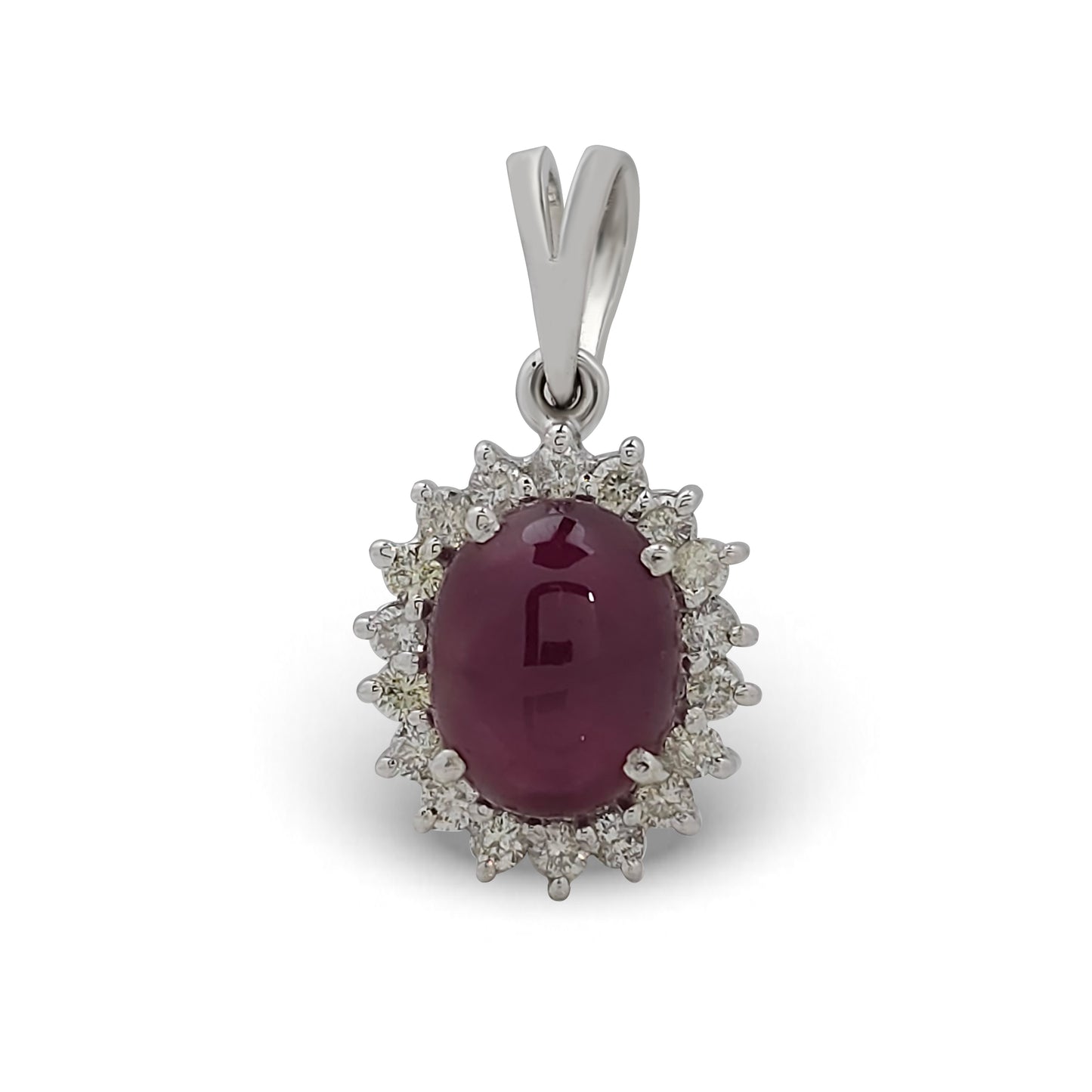 Ruby Cabochon White-Gold Pendant