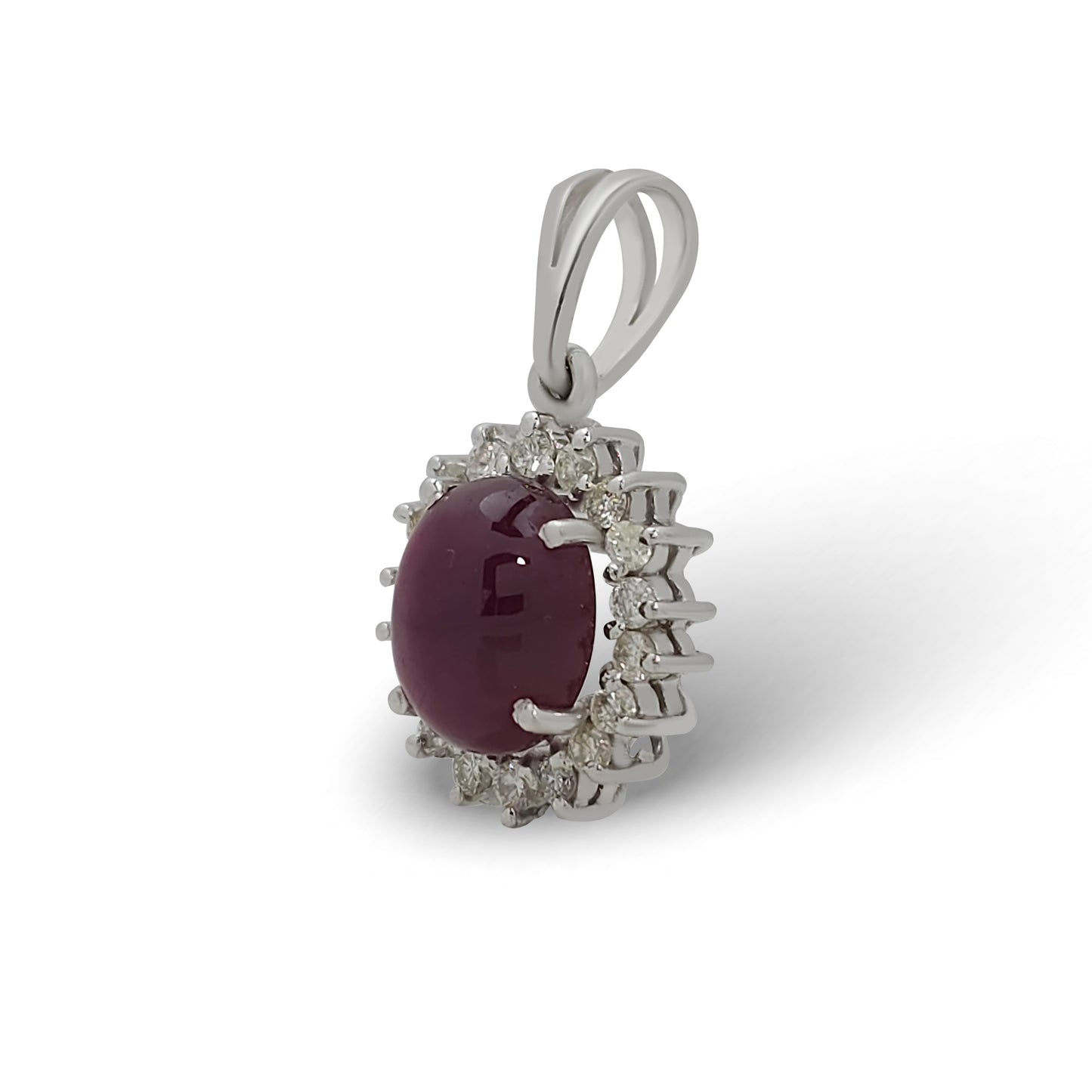 Ruby Cabochon White-Gold Pendant