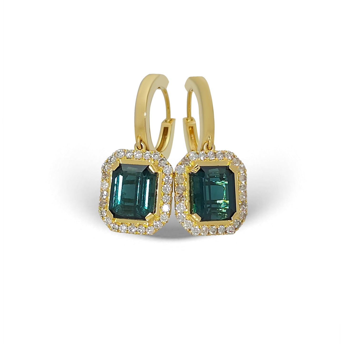 Verdelite Tourmaline Yellow-Gold Earrings