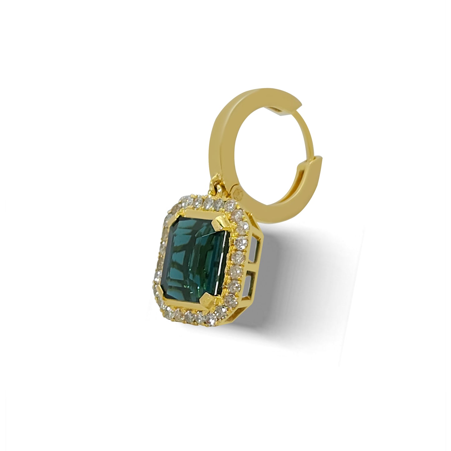 Verdelite Tourmaline Yellow-Gold Earrings